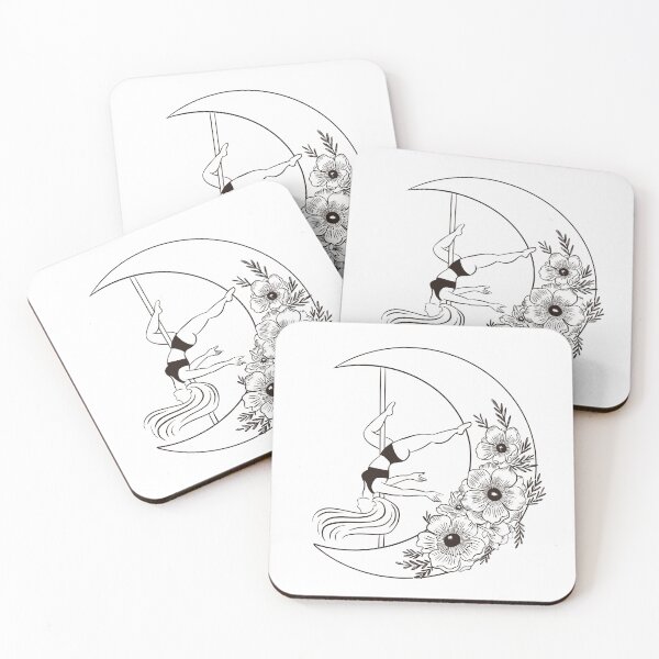 Item preview, Beautiful pole dancer on the moon decorated with flowers.  designed and sold by peonyspace.
