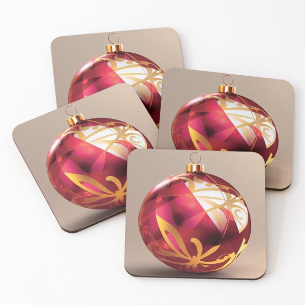 Item preview, a red and gold christmas ornament on a beige background designed and sold by DesignAtYO.