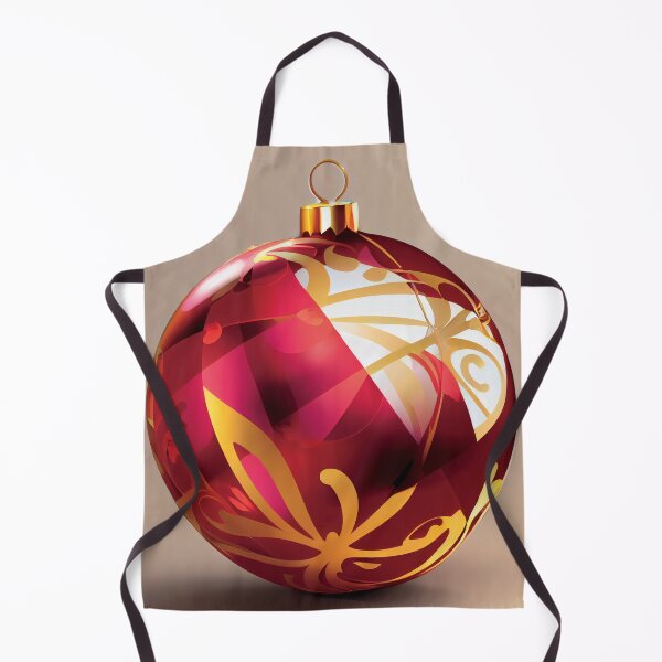 Item preview, a red and gold christmas ornament on a beige background designed and sold by DesignAtYO.