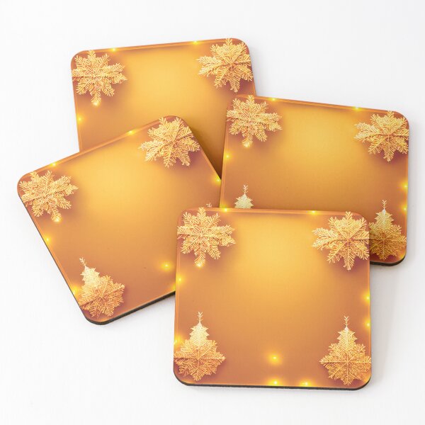Artikelvorschau, a golden christmas card with snowflakes and lights entworfen und verkauft von DesignAtYO.