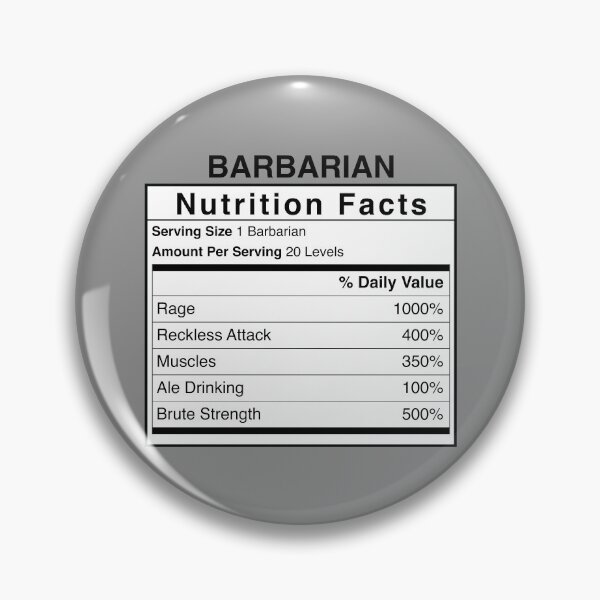 Item preview, D&D Barbarian Nutrition Facts designed and sold by erincrnkdesign.