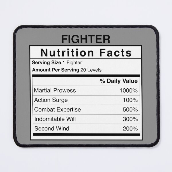 Item preview, D&D Fighter Nutrition Facts designed and sold by erincrnkdesign.