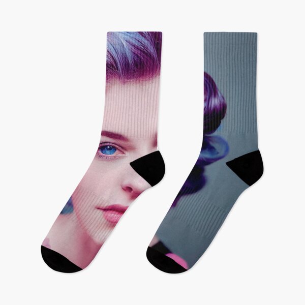 Item preview, a woman with purple hair and blue eyes designed and sold by DesignAtYO.