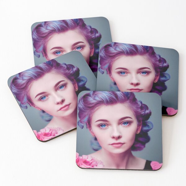 Item preview, a woman with purple hair and blue eyes designed and sold by DesignAtYO.