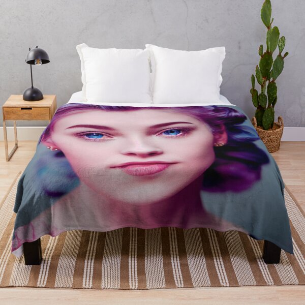 Item preview, a woman with purple hair and blue eyes designed and sold by DesignAtYO.