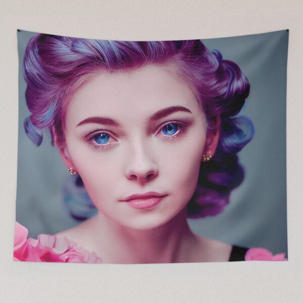 Item preview, a woman with purple hair and blue eyes designed and sold by DesignAtYO.