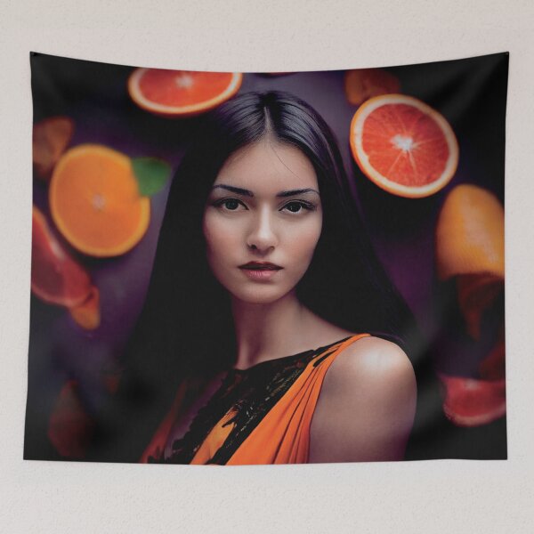 Item preview, a woman standing in front of a bunch of oranges designed and sold by DesignAtYO.
