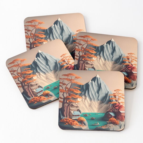 Item preview, Mountain Lake Dream in Paper art style designed and sold by FormFinder.