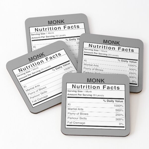 Item preview, D&D Monk Nutrition Facts designed and sold by erincrnkdesign.