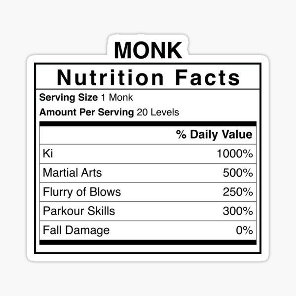 Aperçu de l'œuvre Valeur nutritive du moine D&D créée et vendue par erincrnkdesign.