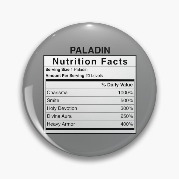 Item preview, D&D Paladin Nutrition Facts designed and sold by erincrnkdesign.