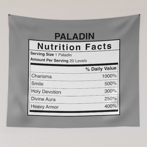 Item preview, D&D Paladin Nutrition Facts designed and sold by erincrnkdesign.