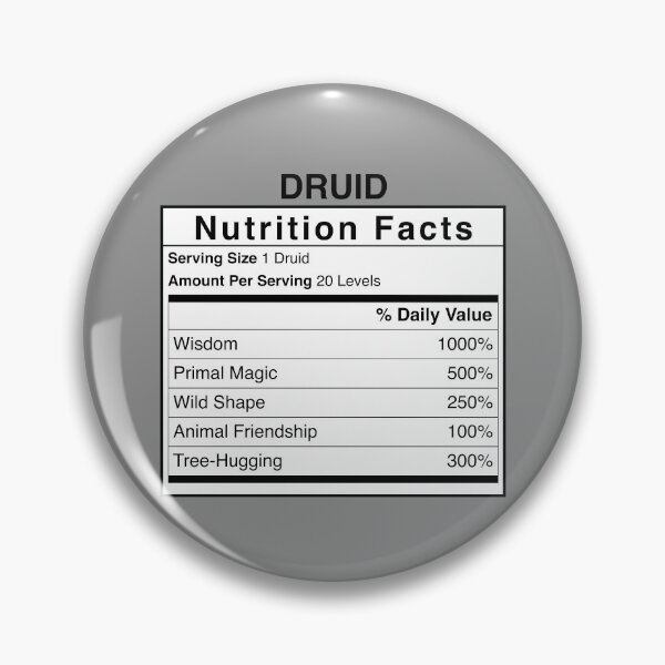 Item preview, D&D Druid Nutrition Facts designed and sold by erincrnkdesign.