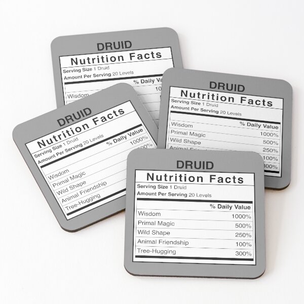 Item preview, D&D Druid Nutrition Facts designed and sold by erincrnkdesign.