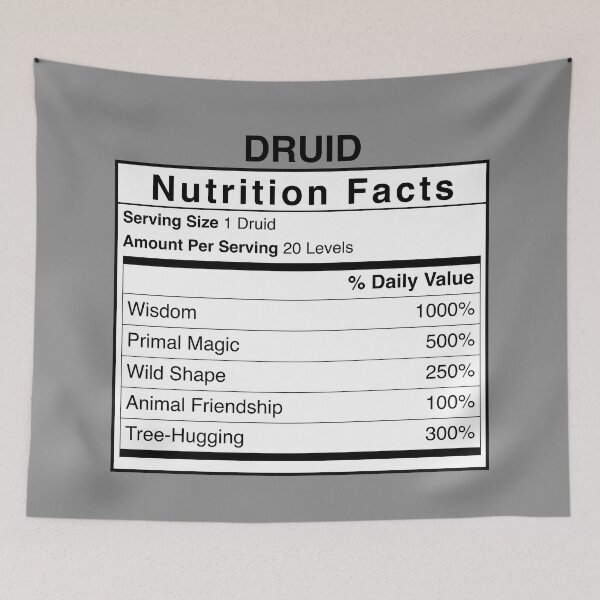 Item preview, D&D Druid Nutrition Facts designed and sold by erincrnkdesign.