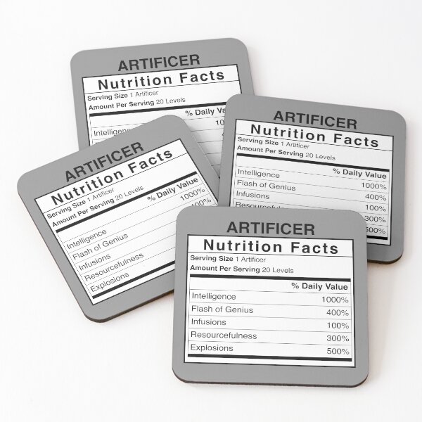 Item preview, D&D Artificer Nutrition Facts designed and sold by erincrnkdesign.