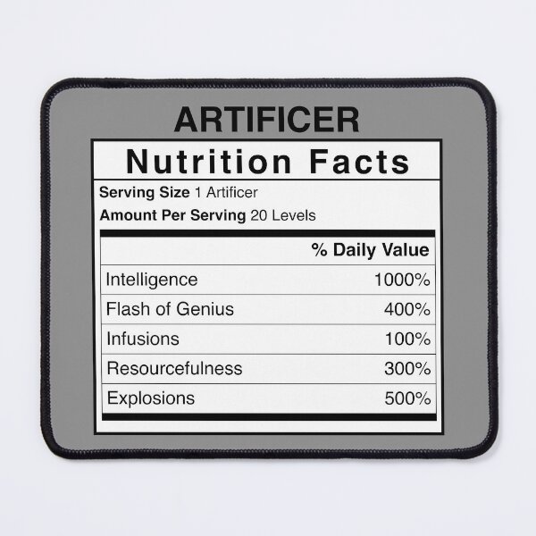 Item preview, D&D Artificer Nutrition Facts designed and sold by erincrnkdesign.
