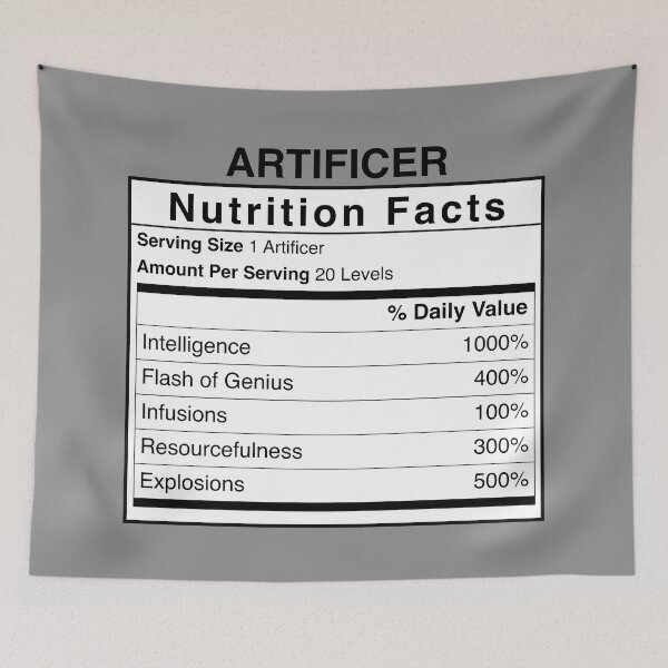 Item preview, D&D Artificer Nutrition Facts designed and sold by erincrnkdesign.