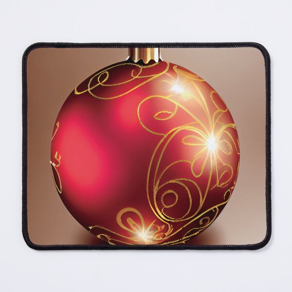 Item preview, a red christmas ornament with gold swirls designed and sold by DesignAtYO.