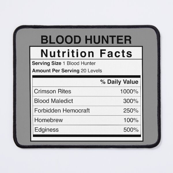 Item preview, D&D Blood Hunter Nutrition Facts designed and sold by erincrnkdesign.