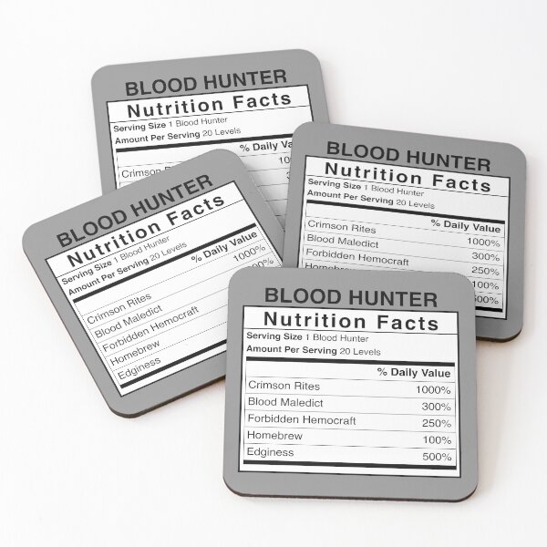 Item preview, D&D Blood Hunter Nutrition Facts designed and sold by erincrnkdesign.