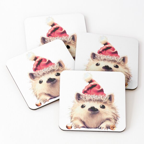 Item preview, a drawing of a hedgehog wearing a santa hat designed and sold by DesignAtYO.