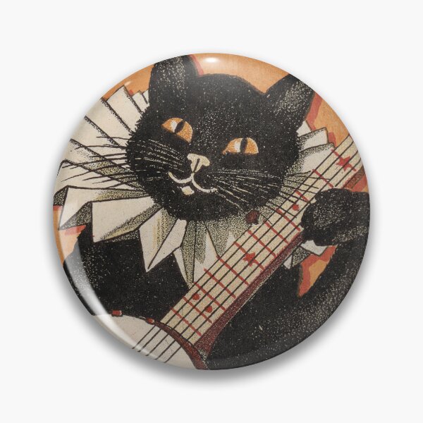 Item preview, The Black Cat. Vintage Illustration of cat dancing and playing the banjo. 1896 designed and sold by Gin  Neko.