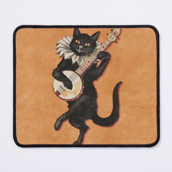 Item preview, The Black Cat. Vintage Illustration of cat dancing and playing the banjo. 1896 designed and sold by Gin  Neko.