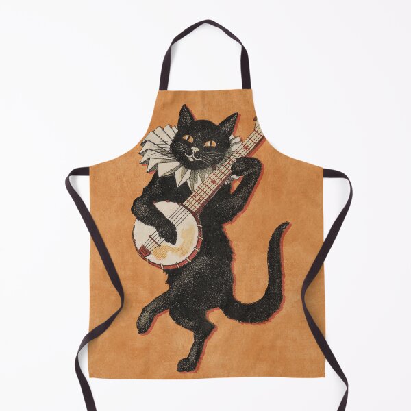 Item preview, The Black Cat. Vintage Illustration of cat dancing and playing the banjo. 1896 designed and sold by Gin  Neko.