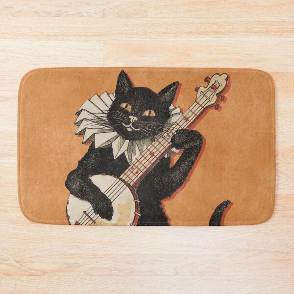Item preview, The Black Cat. Vintage Illustration of cat dancing and playing the banjo. 1896 designed and sold by Gin  Neko.