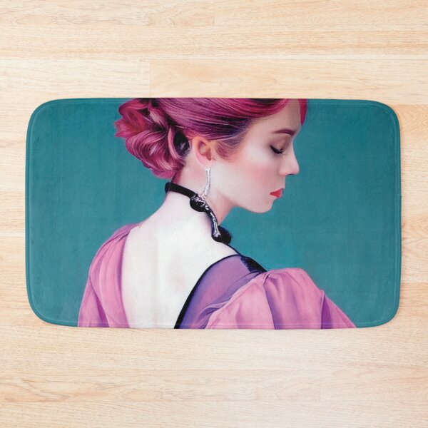 Item preview, a painting of a woman with pink hair designed and sold by DesignAtYO.