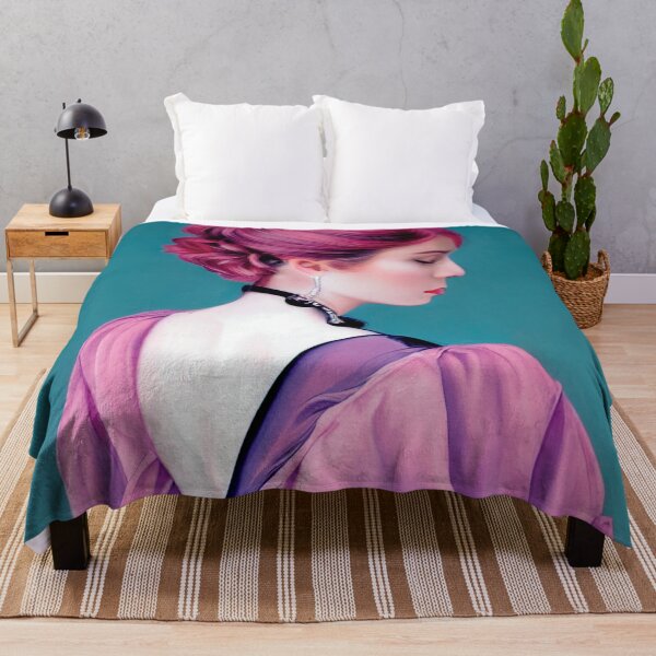 Item preview, a painting of a woman with pink hair designed and sold by DesignAtYO.