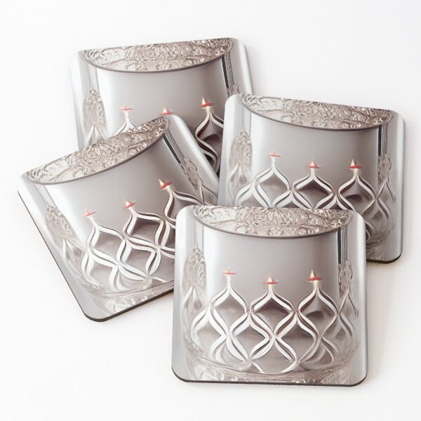 Item preview, a glass candle holder with three candles in it designed and sold by DesignAtYO.