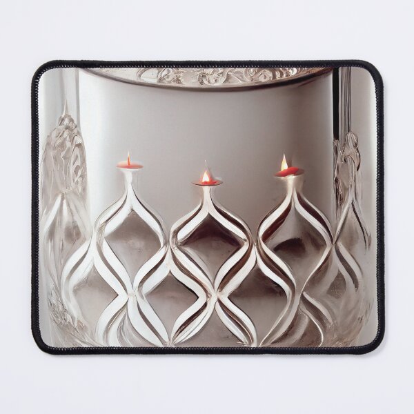 Item preview, a glass candle holder with three candles in it designed and sold by DesignAtYO.