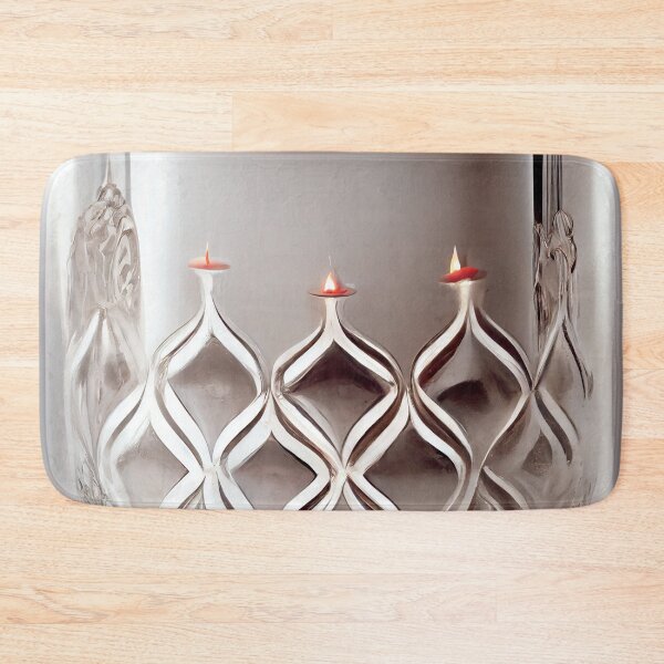 Item preview, a glass candle holder with three candles in it designed and sold by DesignAtYO.