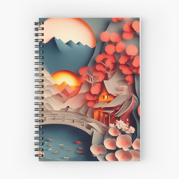 Item preview, Sunset Mountain Bridge in Paper art style designed and sold by FormFinder.