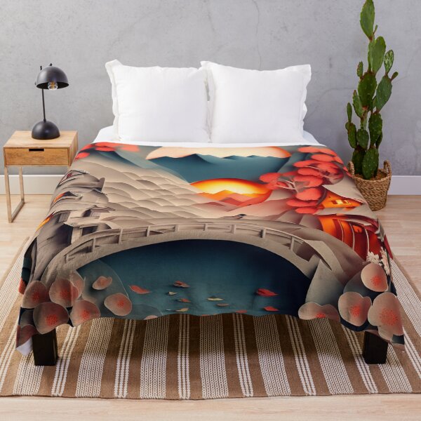 Item preview, Sunset Mountain Bridge in Paper art style designed and sold by FormFinder.