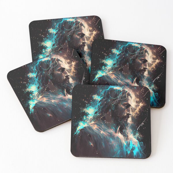 Item preview, Abstract Jesus Christ Portrait Bioluminescent AI Artwork designed and sold by GotPink.