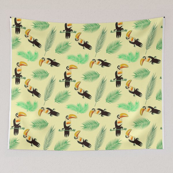 Item preview, Tropical seamless pattern with toucan bird and palm tree designed and sold by CutieBlue.