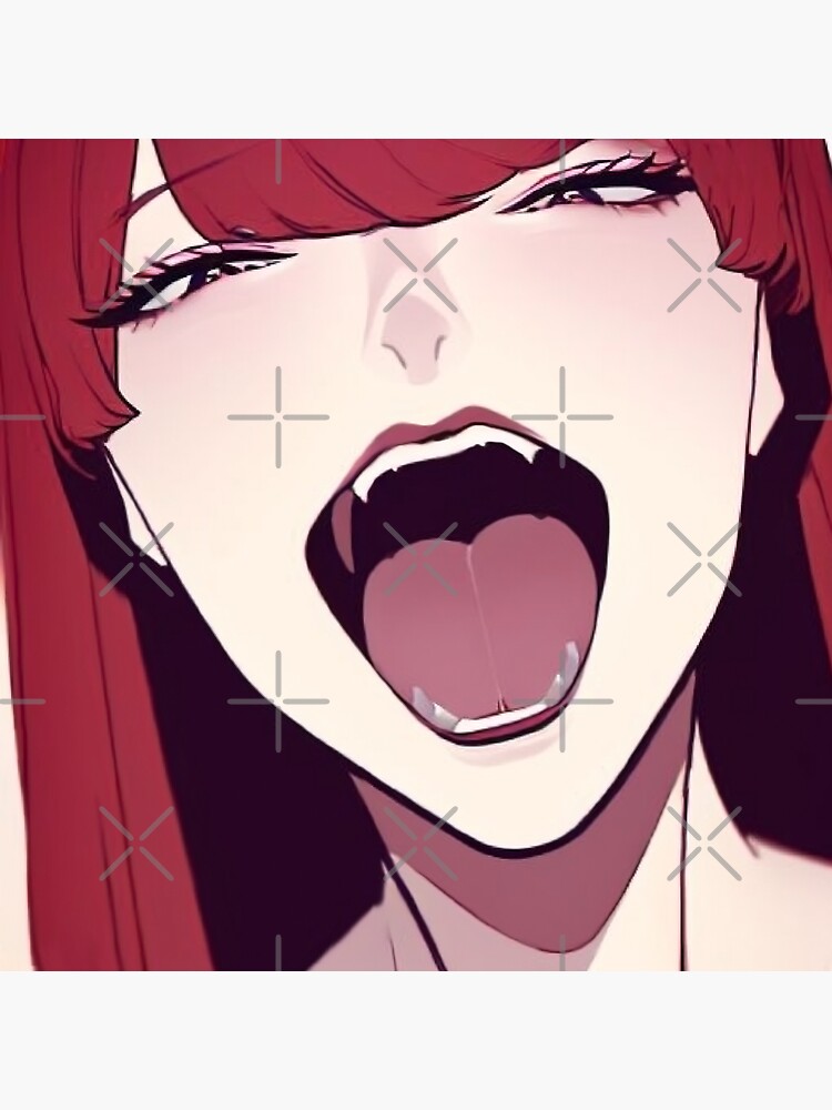 anime girl open mouth vampire fangs, character design, | Midjourney