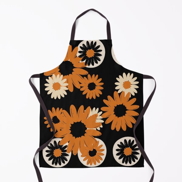 Item preview, Black and Orange Retro 70s Floral Pattern designed and sold by SoccaTamam.