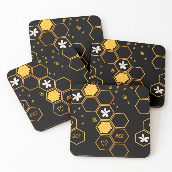 Item preview, Honeycomb Pattern in Black and Yellow Cute Bee House designed and sold by SoccaTamam.