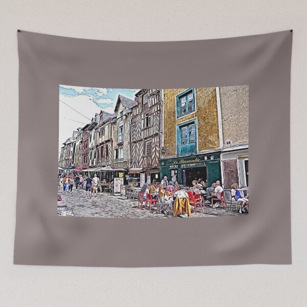 Item preview, Cafes in medieval street, Rennes, paint effect designed and sold by paulboizot.