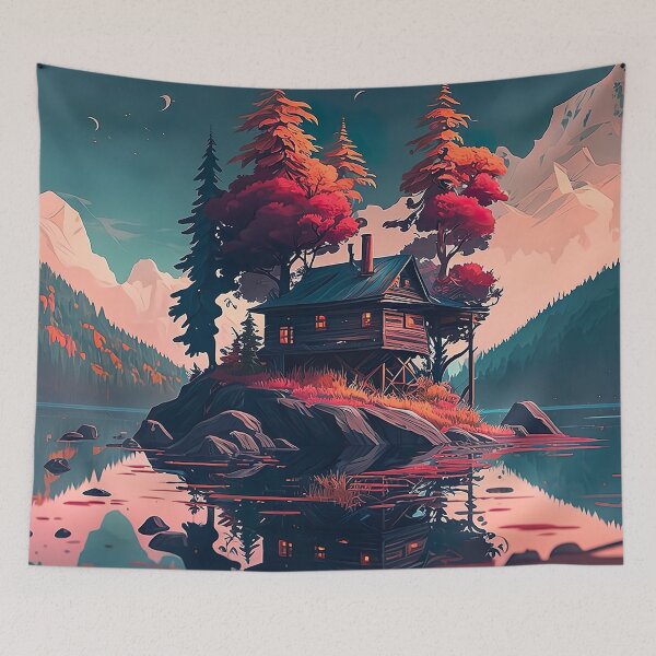 Item preview, Beautiful Nature Cabin Illustration designed and sold by MuaveMotifs.