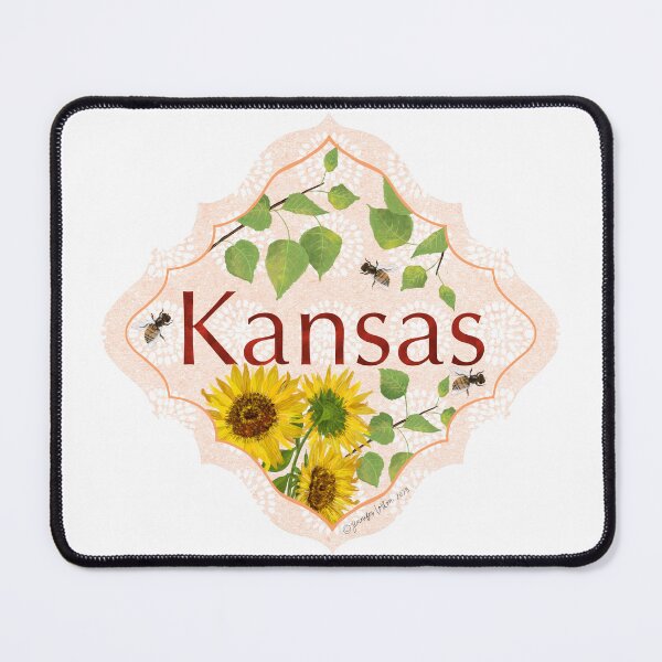 Item preview, Kansas Design Motif Illustration for Travelers US State Collection KS Sunflower State Tree cottonwood State Flower designed and sold by JourneyHomeMade.