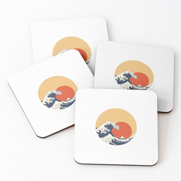 Item preview, Modern Take on The Great Wave off Kanagawa by Hokusai Japanese Wave Art Blue and Orange with Sun designed and sold by Aleksandra  D.