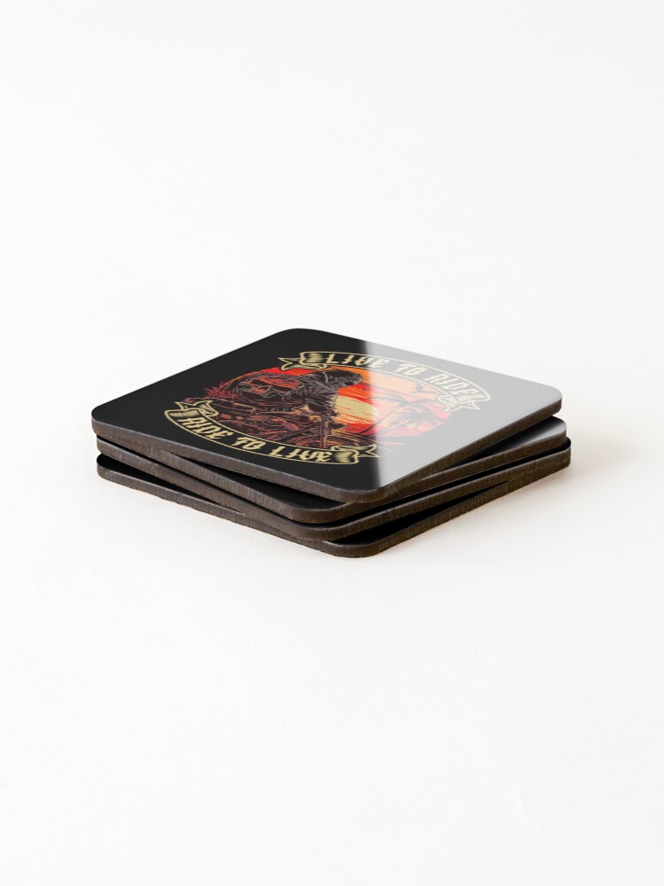 Thumbnail 4 of 5, Coasters (Set of 4), Live To Ride, Ride To Live Biker designed and sold by druckfun.