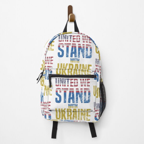 Item preview, Ukraine Support - United We Stand With Ukraine - USA Flag and Blue and Yellow Text on White- UkrainianFlag designed and sold by GodsFlagFandom.