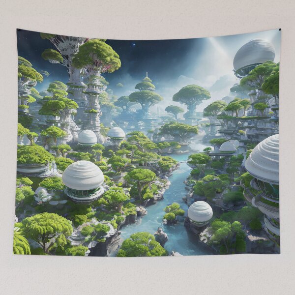 Item preview, The Bright and Vibrant Future of Space Colonies: Clean White Structures designed and sold by D3monic.