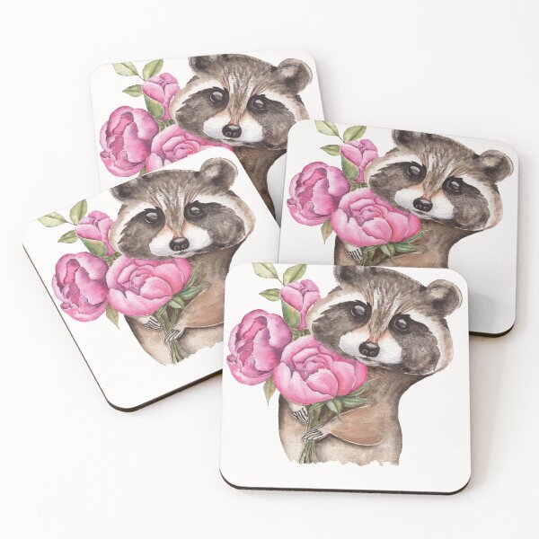 Item preview, Raccoon With Flowers designed and sold by ORTHODX.